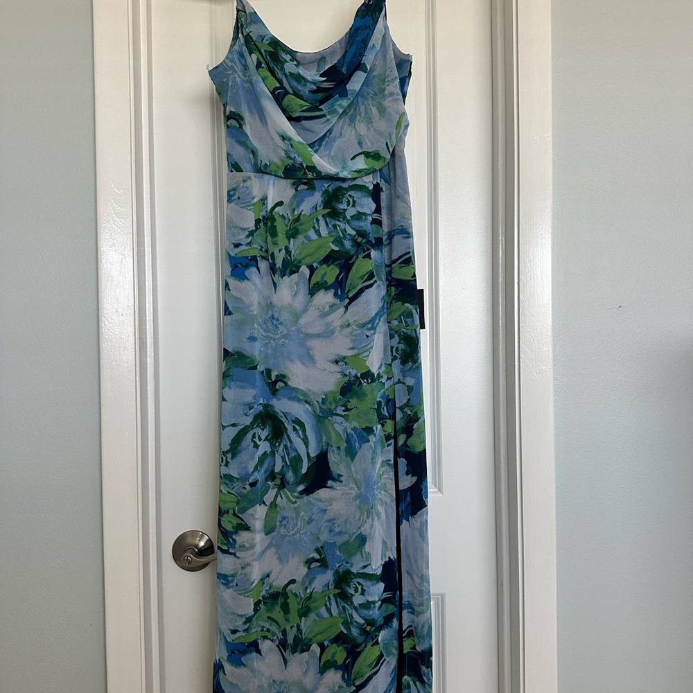 Lulu's Blue and Green Floral Maxi Dress